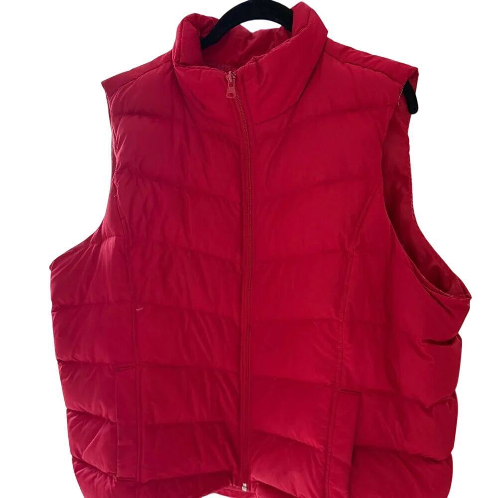 Lands' End Sz 1X Red Winter Puffer Vest Women's